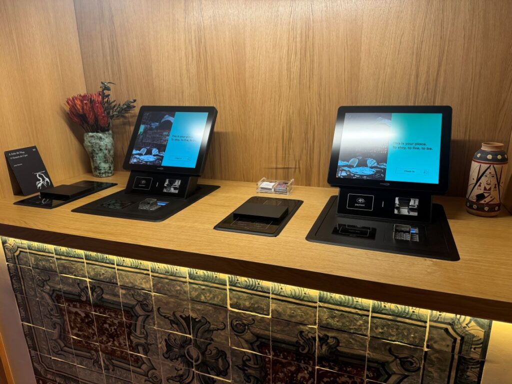 Self check in computers at Locke De Santa Joana Hotel in Lisbon