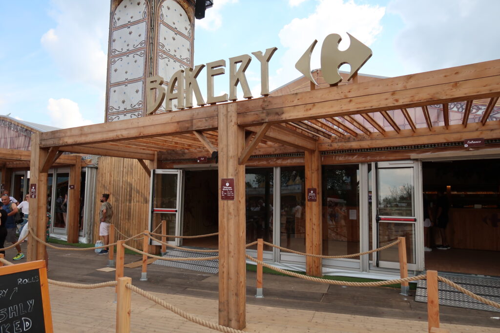 Bakery stall inside Dreamville marketplace at Tomorrowland Belgium