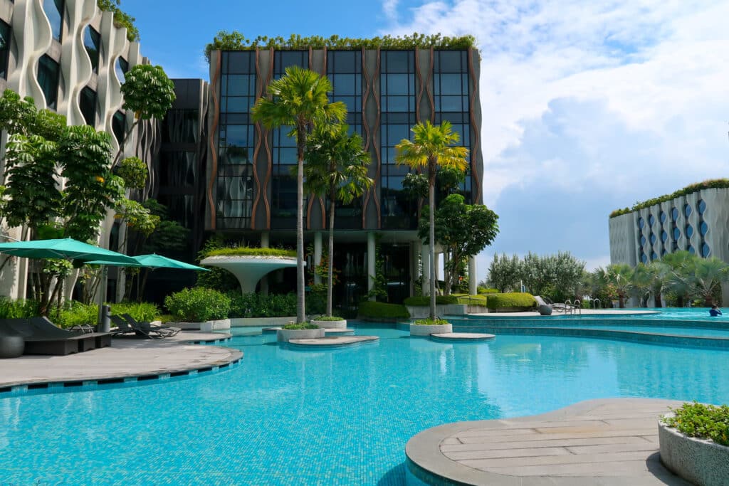 Pool area at The Outpost Sentosa in Singapore