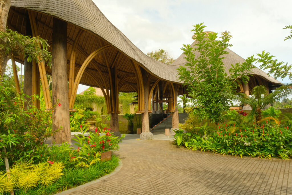 Open-air lobby and drop off point at Akohara Buahan Village Retreat Bali