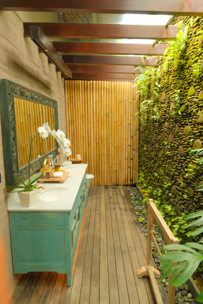 Outdoor bathroom at Akohara Buahan Village Retreat Ubud Bali