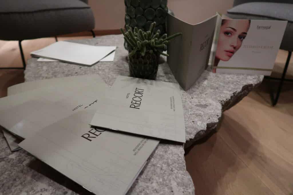 Spa pamphlets at Hotel Recort in Italy