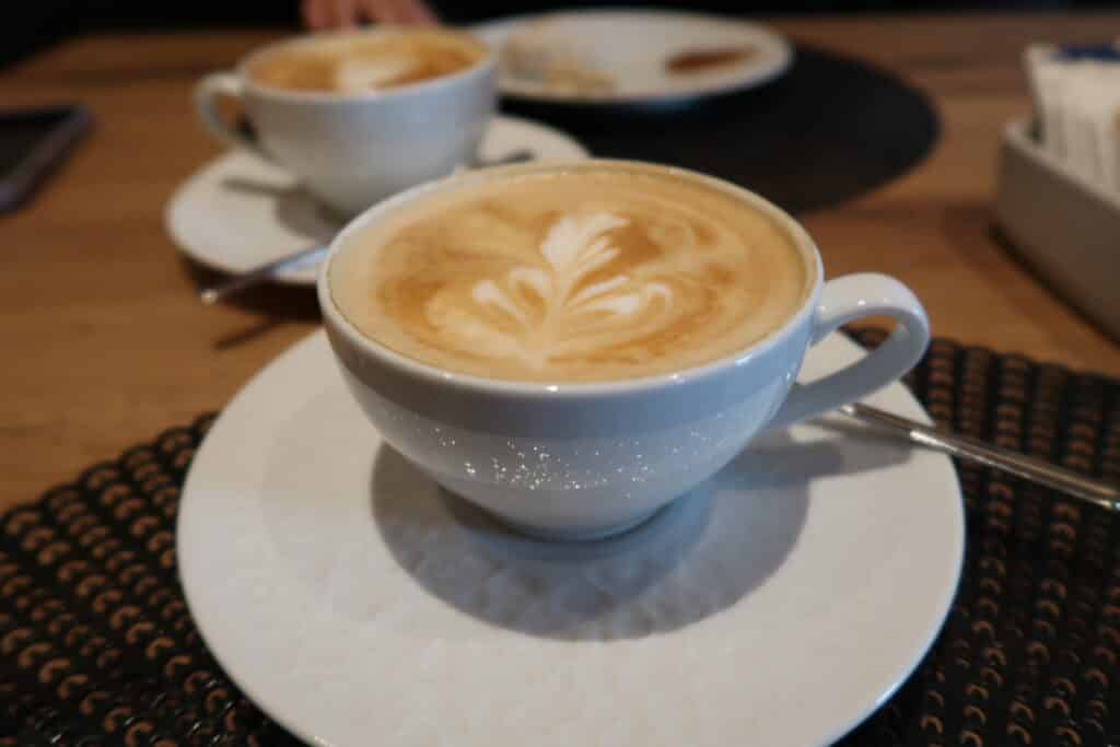 Breakfast cappucino at Hotel Recort in Colfosco