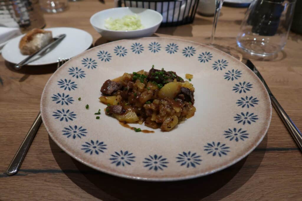 Gerostel with cabbage salad at Hotel Recort in Italy