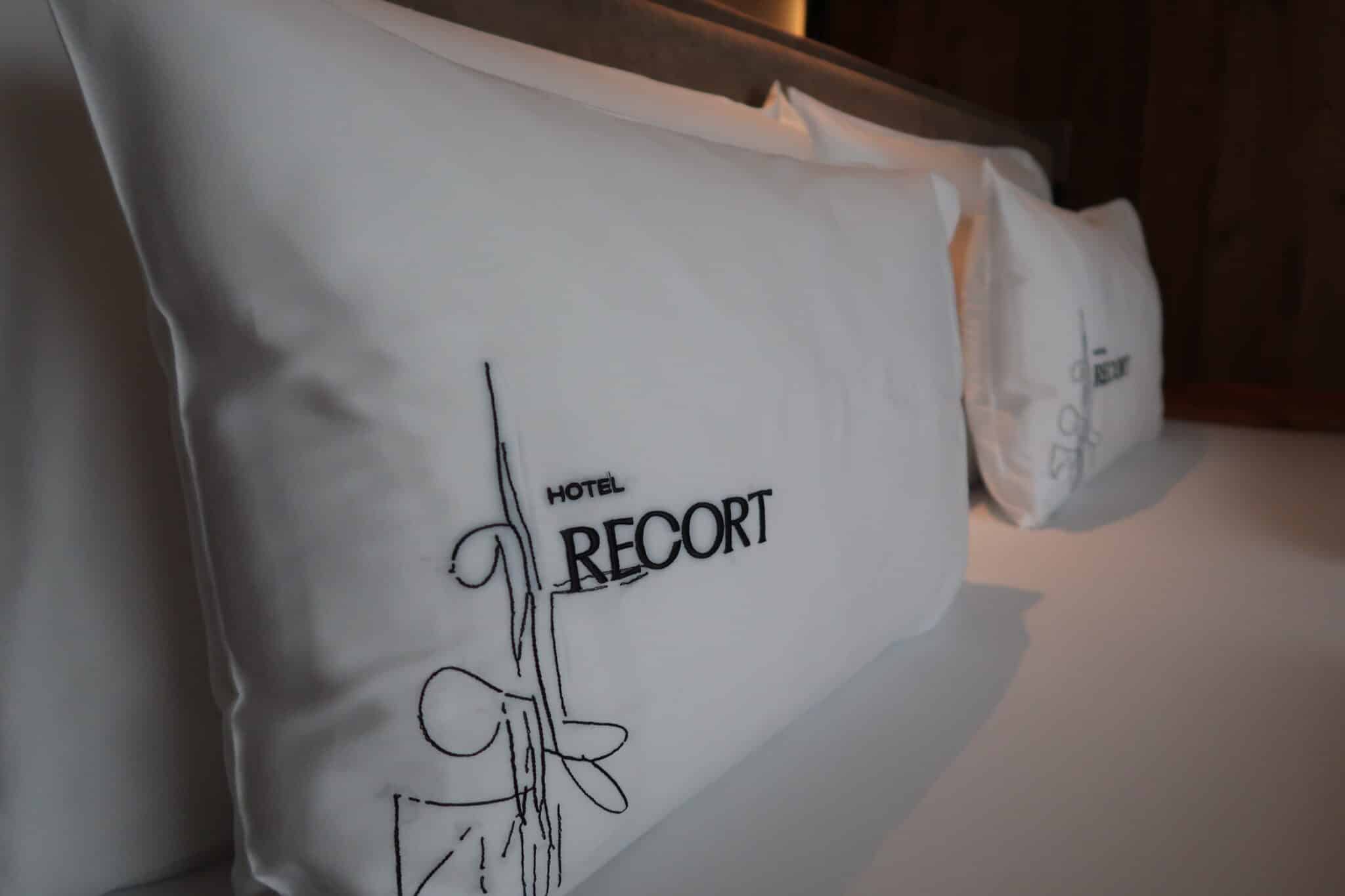 Embroidered pillowcases at Hotel Recort in Italy