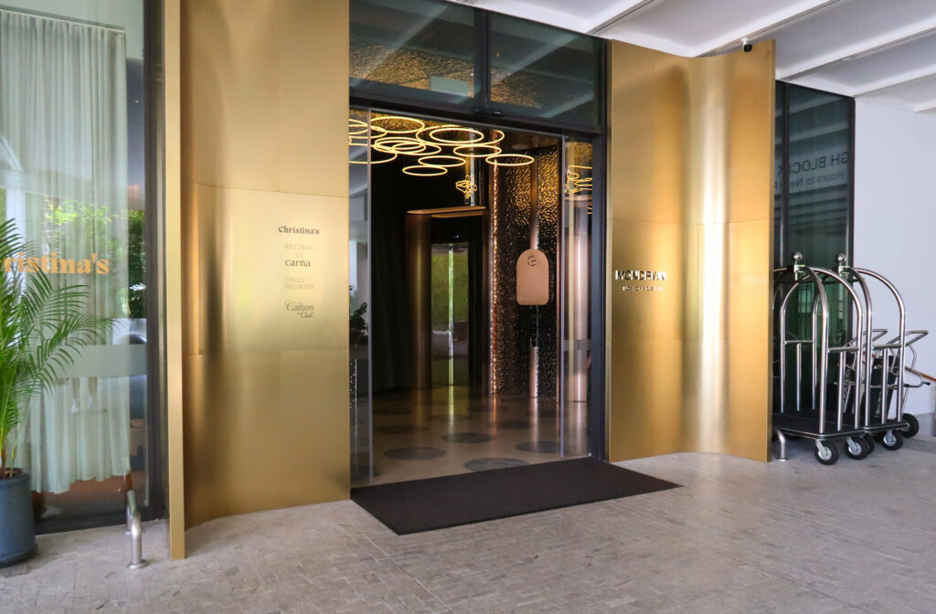 Gold street entrance at the Mondrian Singapore Duxton hotel