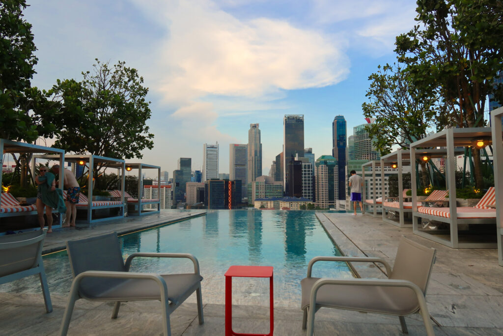 Rooftop pool and bar at the Mondrian Singapore Duxton hotel