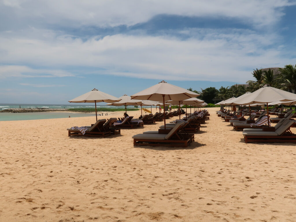 The hotel beachfront at The Apurva Kempinski in Bali