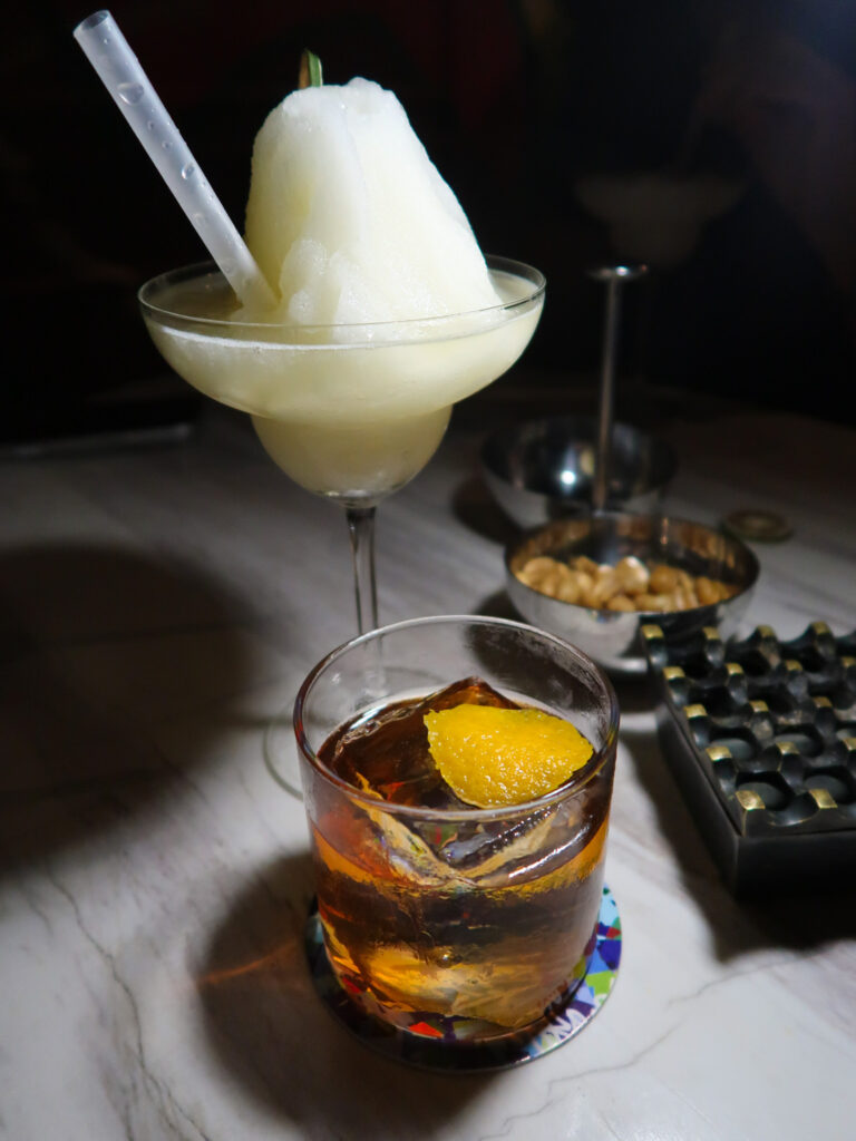 Old fashioned and frozen margarita cocktail at L'Atelier at The Kempinski Bali