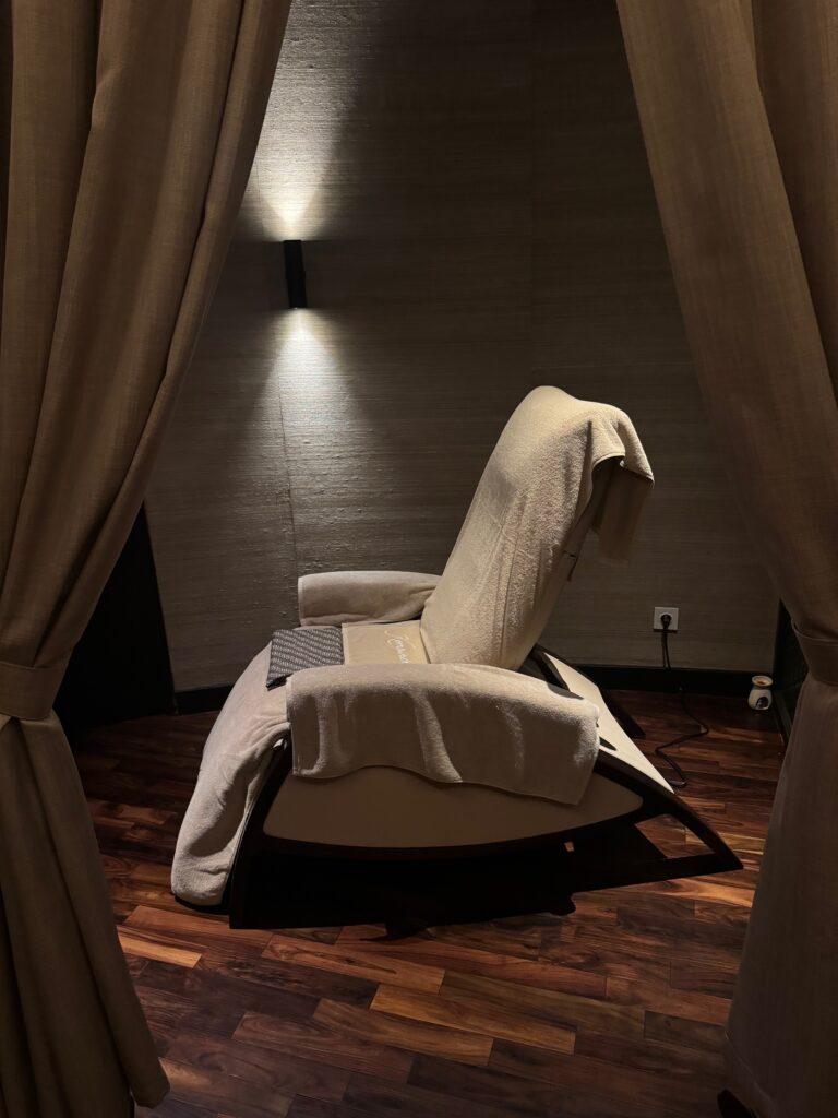 Zero gravity chair at The Apurva Kempinski Spa