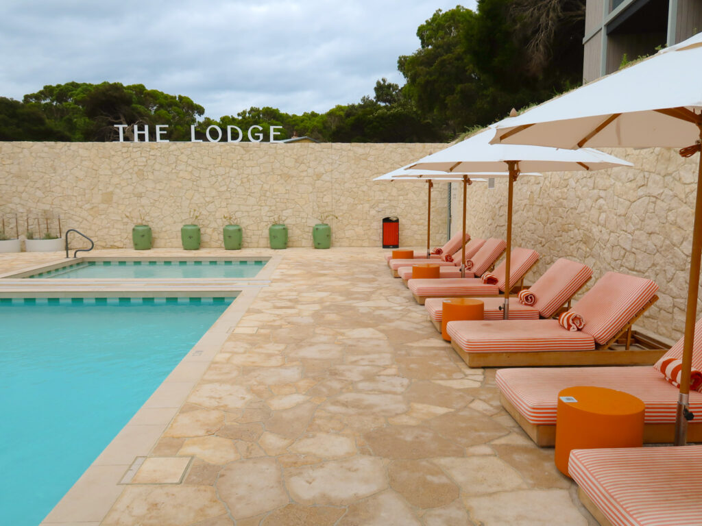 Pools and sunlounges at The Lodge Wadjemup