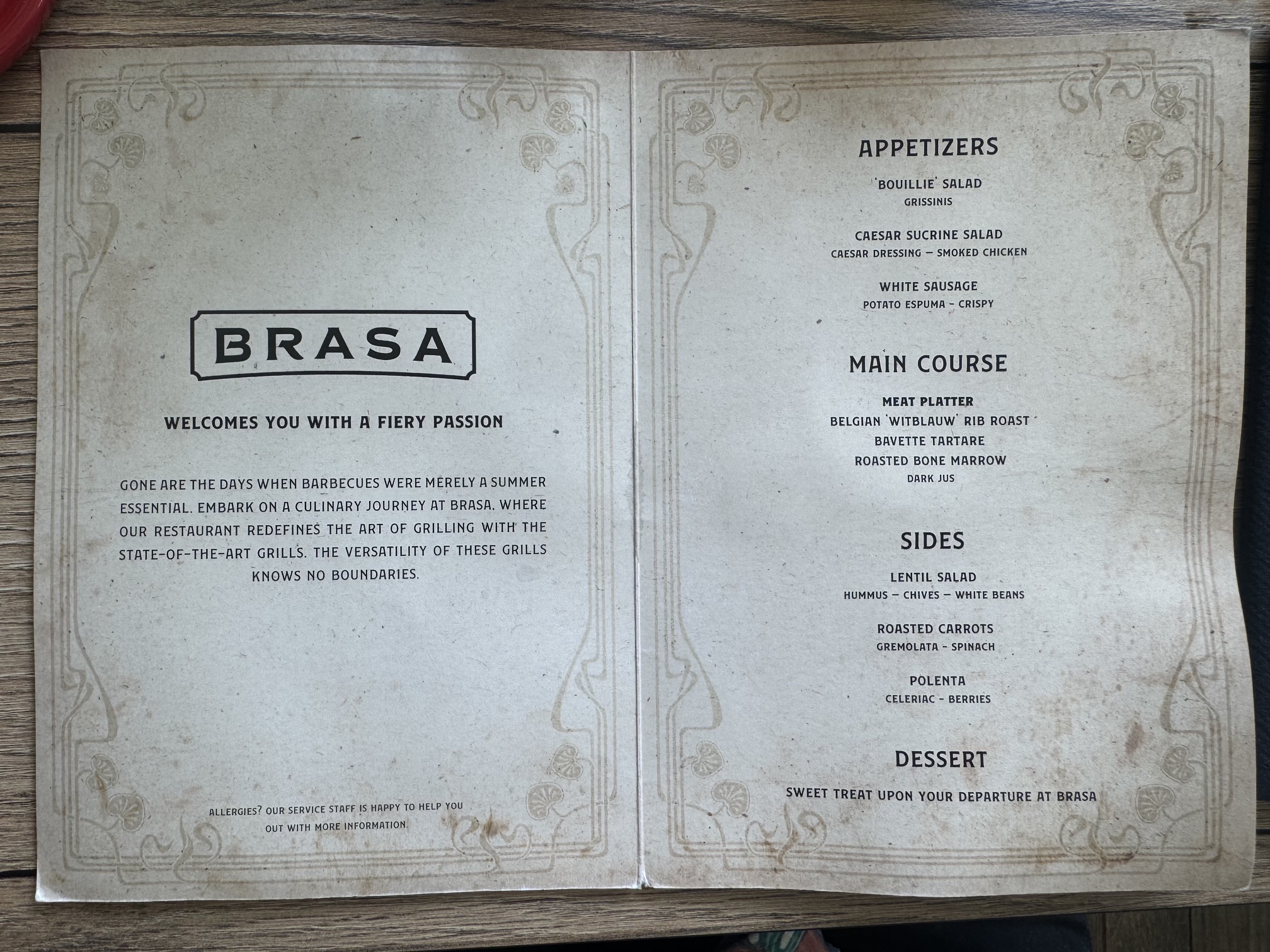 The Brasa BBQ Deluxe menu at Tomorrowland 2025