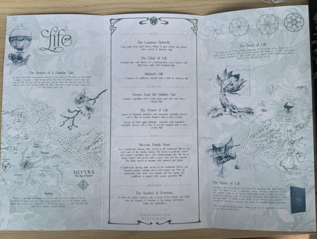Tomorrowland Mainstage Restaurant 2024 menu
