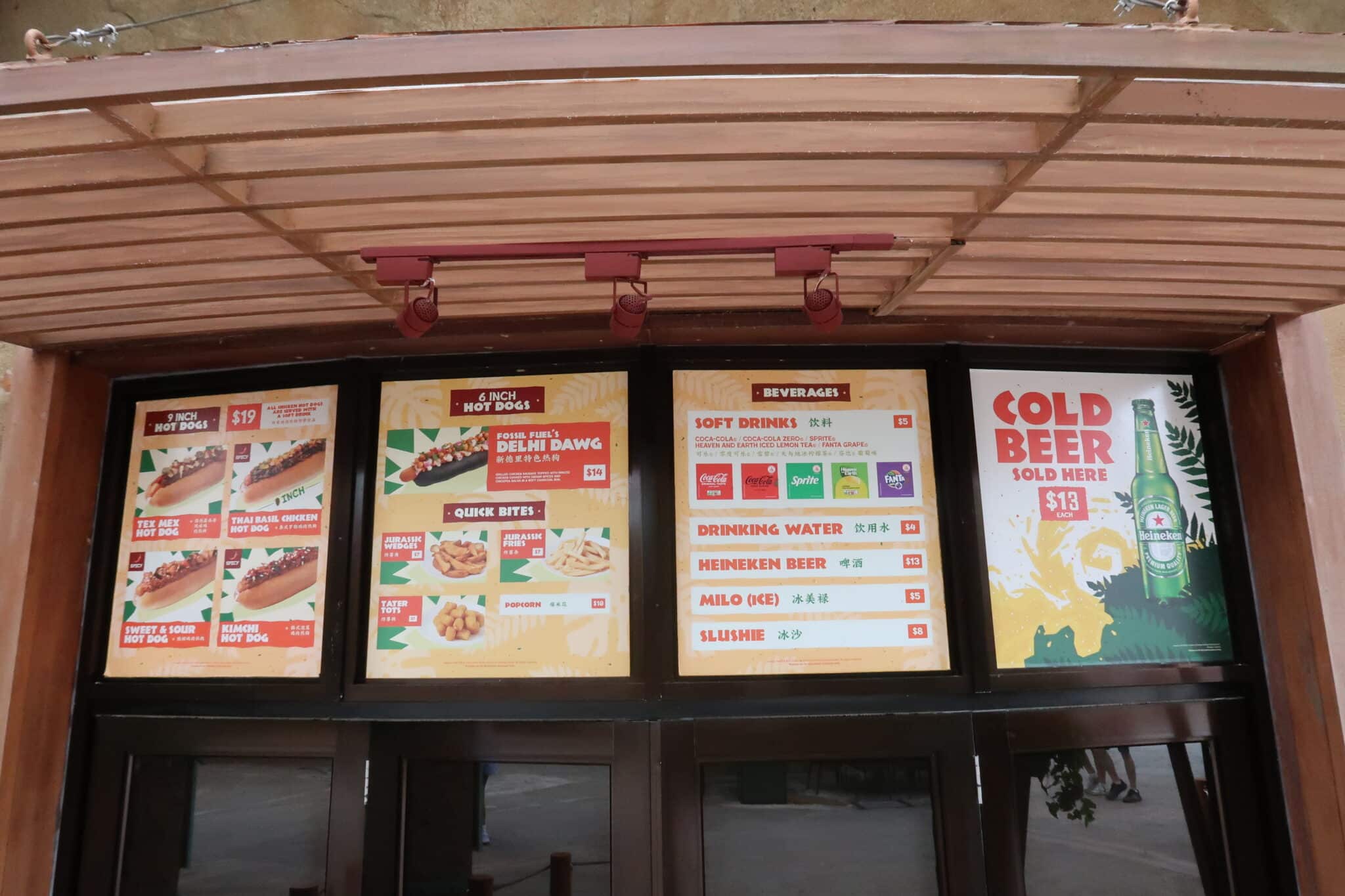 Food menu prices at Universal Studios Singapore